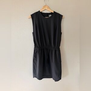 Calia by Carrie Dolphin Hem Extended Shoulder Classic Black Sporty Dress Size S